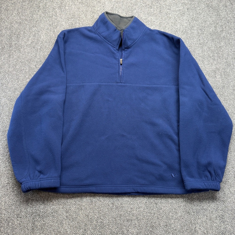 Athletic Works Mens Deep Cobalt Blue Quarter Zip Fleece Pullover Size L